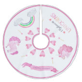 Merry Unicorn Pink Rainbow Weihnachtsspass Polyester Weihnachtsbaumdecke (Vorderseite)