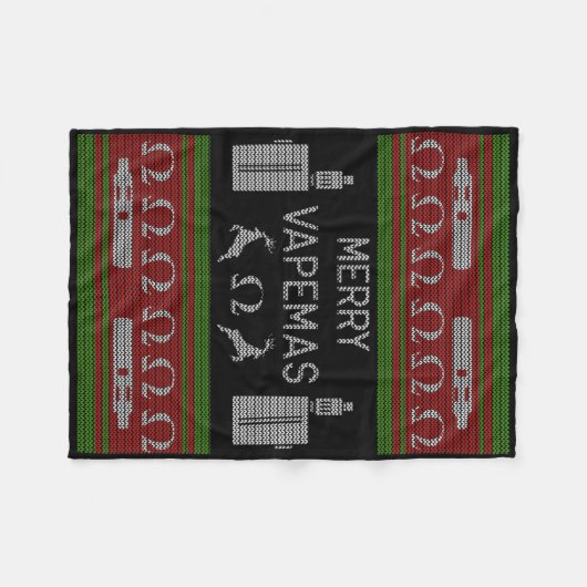 Merry Vapemas - Vaping Ugly Christmas Sweater Fleecedecke (Vorderseite (Horizontal))