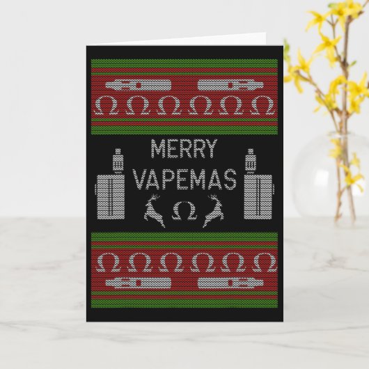 Merry Vapemas - Vaping Ugly Christmas Sweater Karte (Gelbe Blume)