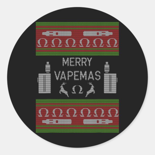 Merry Vapemas - Vaping Ugly Christmas Sweater Runder Aufkleber (Vorderseite)