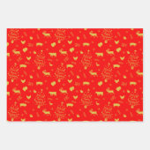 Merry Vegan Christmas Red and Gold Farm Animals  Geschenkpapier Set (Vorderseite)