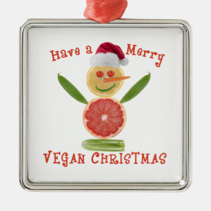 Merry Vegan Christmas Silbernes Ornament