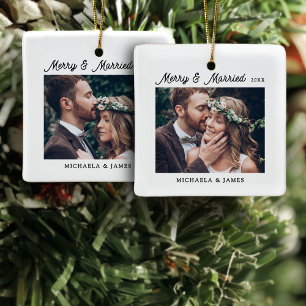 Merry & Verheiratet 2 Wedding Fotos Keramikornament