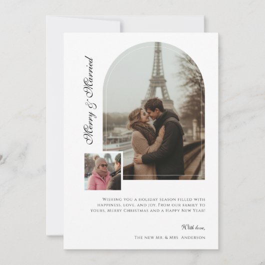 Merry & Verheiratet Arch Foto Weihnachten Grün (Vorderseite)