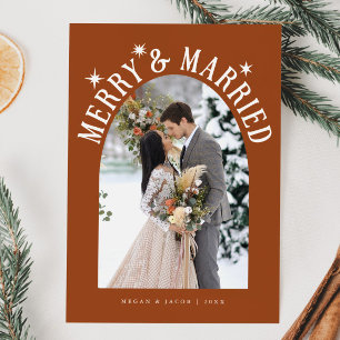 Merry & Verheiratet Arch Neu verheiratetes Foto Te Feiertagskarte