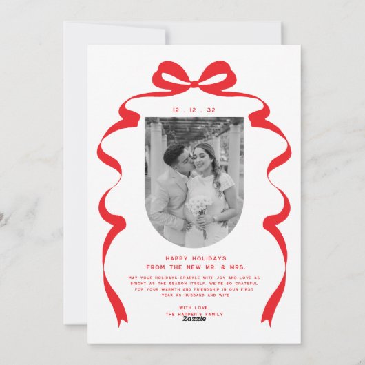 Merry & Verheiratet Bow Foto Weihnachten Neu (Rückseite)