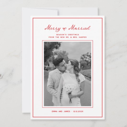 Merry & Verheiratet Bow Foto Weihnachten Neu (Vorderseite)