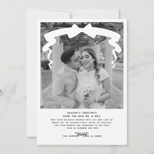 Merry & Verheiratet Bow Foto Weihnachten Neu (Rückseite)