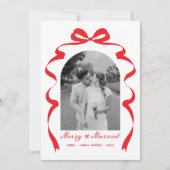 Merry & Verheiratet Bow Foto Weihnachten Neu (Vorderseite)