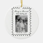 Merry & Verheiratet Bow Foto Weihnachten Neu Keramik Ornament (Vorne)