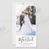 Merry & Verheiratet Calligraphy Foto Weihnachten (Vorderseite)