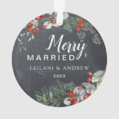 Merry Verheiratet Chalkboard Berry Foliage Ornamen Ornament (Rückseite)