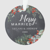 Merry Verheiratet Chalkboard Berry Foliage Ornamen Ornament (Vorderseite)