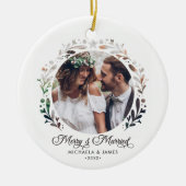 Merry & Verheiratet Cutout Rahmen 2-Foto 1. Weihna Keramik Ornament (Vorne)