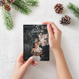 Merry & Verheiratet Elegantes Script-Foto Feiertagskarte