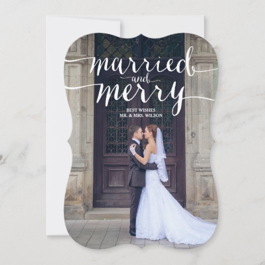 MERRY & VERHEIRATET | FERIENFOTOKARTE FEIERTAGSKARTE (Vorderseite)