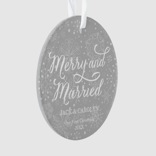 Merry & Verheiratet First Christmas Foto Ornament (Vorderseite)