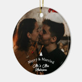 Merry & Verheiratet First Christmas Script Foto Keramik Ornament (Links)