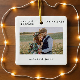 Merry & Verheiratet First Christmas Wedding Foto Keramikornament