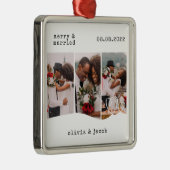Merry & Verheiratet First Christmas Wedding Foto Ornament Aus Metall (Rechts)