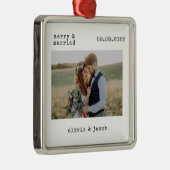 Merry & Verheiratet First Christmas Wedding Foto Ornament Aus Metall (Rechts)