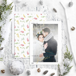 Merry & Verheiratet Gold Winter Wedding Foto Folien Feiertagskarte