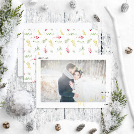 Merry & Verheiratet Gold Winter Wedding Foto Folien Feiertagskarte