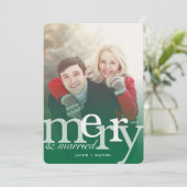 MERRY & Verheiratet Green Overlay Foto Weihnachten (Stehend Vorderseite)