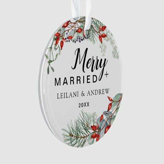 Merry Verheiratet Greenery Berry Foliage Ornament (Vorderseite)