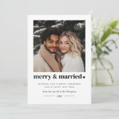 Merry & Verheiratet Heart Foto Feiertagskarte (Stehend Vorderseite)