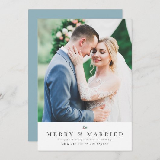 MERRY & VERHEIRATET | Hochzeitsankündigung Feiertagskarte (Vorne/Hinten)