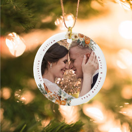 Merry & Verheiratet Holiday Wedding Newlyweds Foto Keramik Ornament