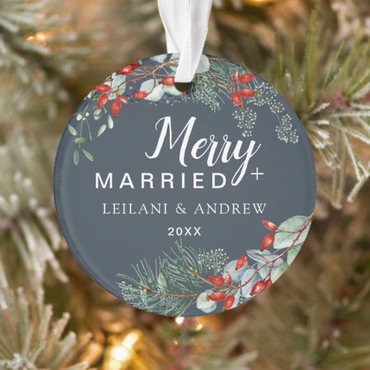 Merry Verheiratet Holly Greenerity Christmas Gray Ornament (Baum)