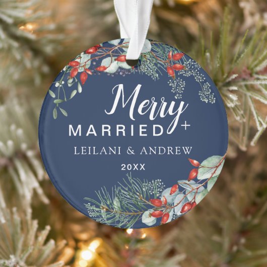 Merry Verheiratet Holly Greenerity Christmas Navy Ornament (Baum)