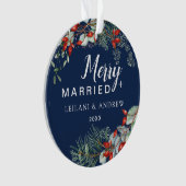 Merry Verheiratet Holly Greenerity Christmas Navy Ornament (Vorderseite)