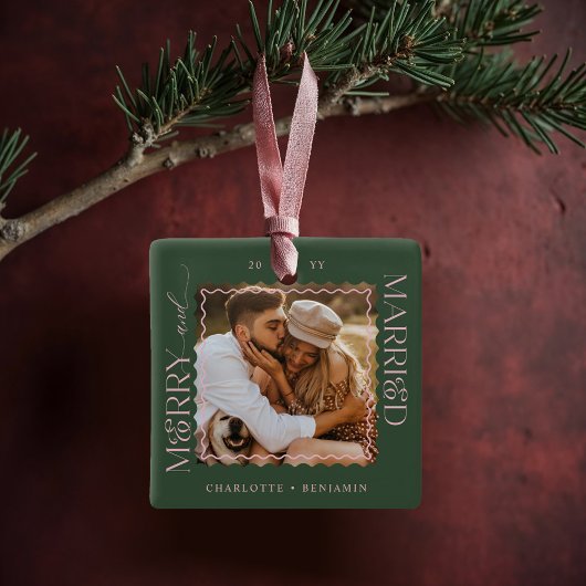 Merry & Verheiratet Modern Minimal Wavy Foto Keepa Keramikornament