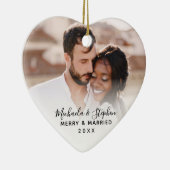 Merry & Verheiratet Names Year & Wedding Foto Keramik Ornament (Rechts)