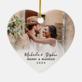 Merry & Verheiratet Names Year & Wedding Foto Keramik Ornament
