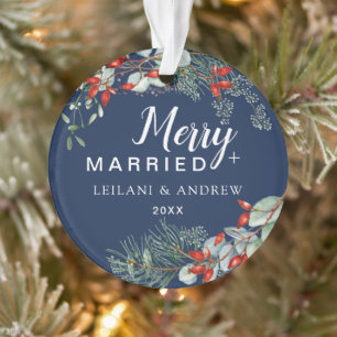Merry Verheiratet Navy Blue Berry Foliage Ornament