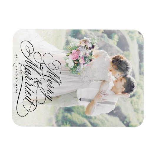 Merry & Verheiratet New Weds Erstes Weihnachtsfest Magnet (Horizontal)