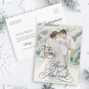 Merry & Verheiratet New Weds Erstes Weihnachtsfest Postkarte