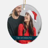 Merry & Verheiratet Newlywed First Christmas Foto Keramik Ornament (Links)