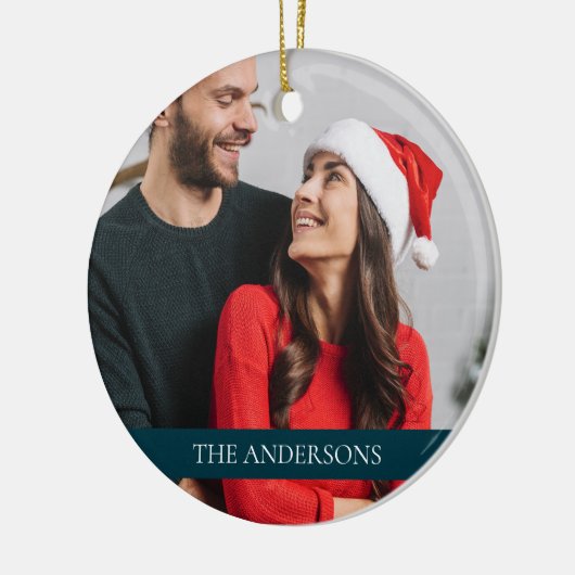 Merry & Verheiratet Newlywed First Christmas Foto Keramik Ornament (Links)