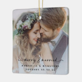 Merry & Verheiratet Newlyweds Foto Keepake Keramikornament (Links)
