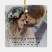 Merry & Verheiratet Newlyweds Foto Keepake Keramikornament (Vorderseite)