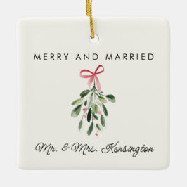 Merry & Verheiratet Personalisierte Hochzeitsfotos Keramikornament