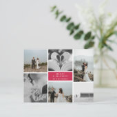 Merry & Verheiratet Wedding Foto Collage Postkarte (Stehend Vorderseite)