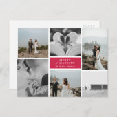 Merry & Verheiratet Wedding Foto Collage Postkarte (Vorne/Hinten)