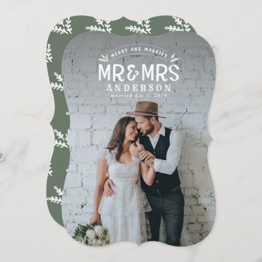 Merry & verheiratet Weihnachten Hochzeitskarte (Vorne/Hinten)