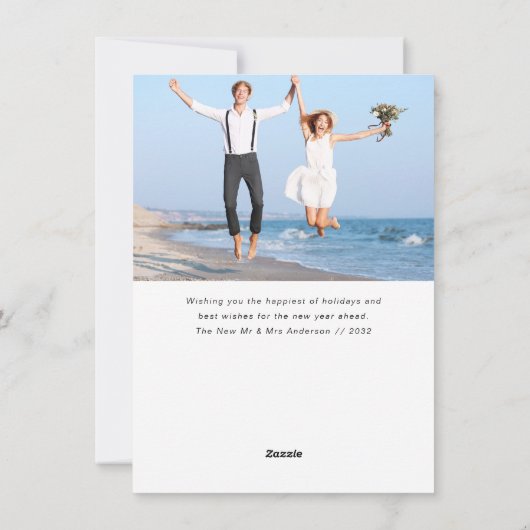 Merry & Verheiratetes Foto Feiertagskarte (Rückseite)